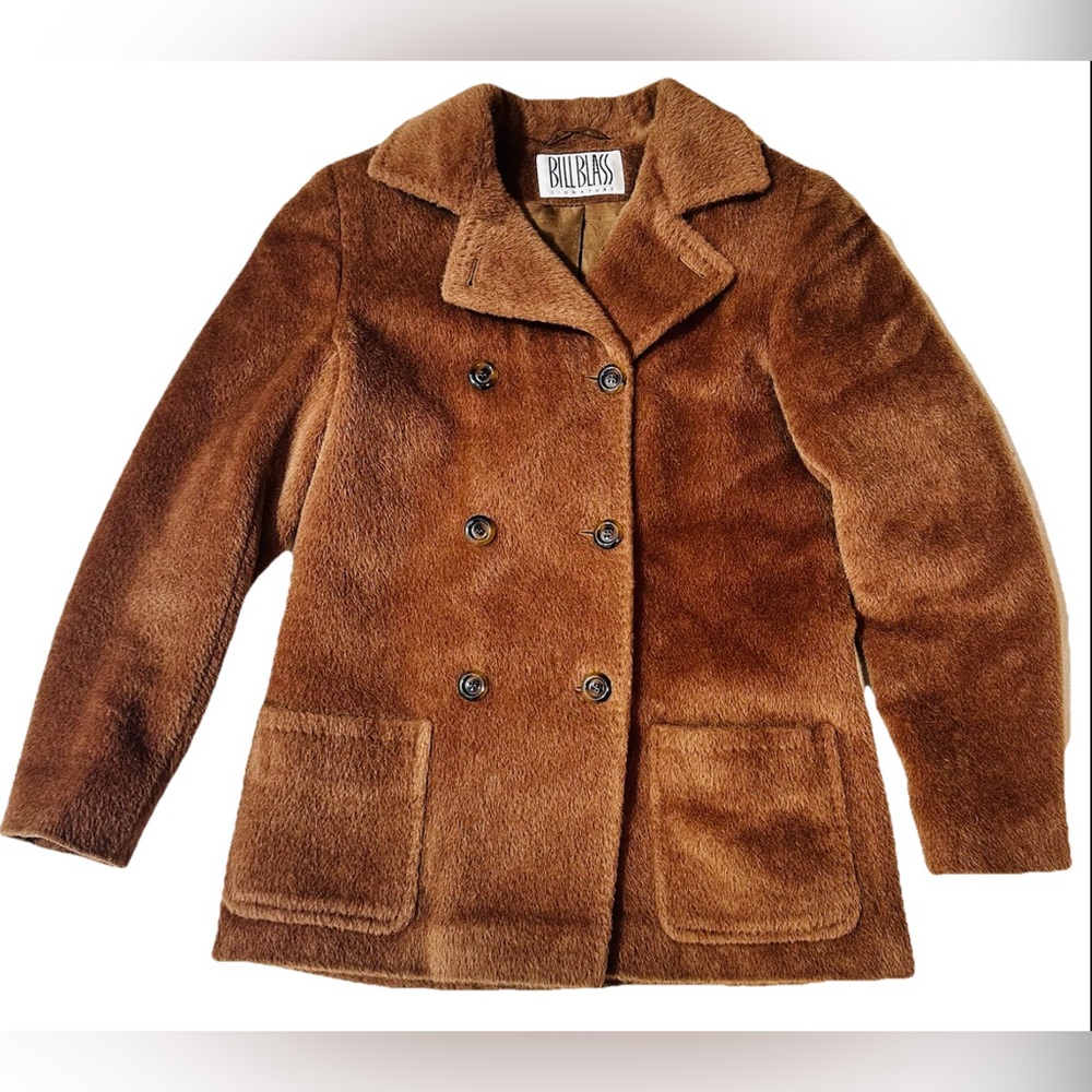 Bill Blass Vintage Rare Baby Llama Coat 4 Mid Length Brown Old Money Classic